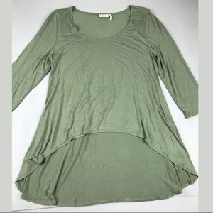 Logo Lori Goldstein Green Hi Lo Scoop Neck Tunic M